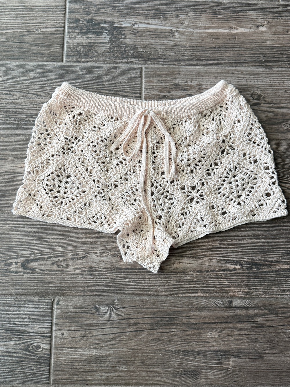 Wild Fable Cream Crochet Open Knit Drawstring Lace Beach Shorts